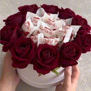Elegant Red Rose and Raffaello Bouquet